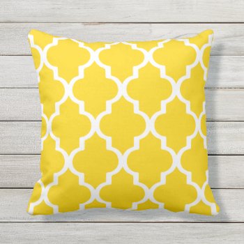 Sunshine Yellow Outdoor Pillows Quatrefoil Lattice by Richard__Stone at Zazzle