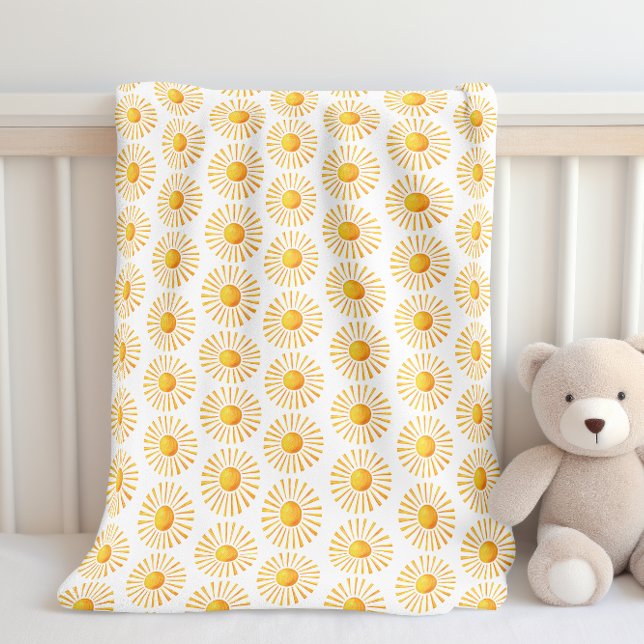 Sunshine Yellow Pattern Baby Blanket (Yellow Sunshine baby blanket with yellow reverse,)