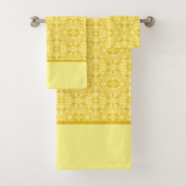 Sunshine Yellow Pattern Bath Towel Set (Insitu)