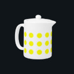 Sunshine Yellow Polka Dots on White Teapot<br><div class="desc">Bright Sunshine Yellow polka dots on a solid white porcelain teapot.</div>