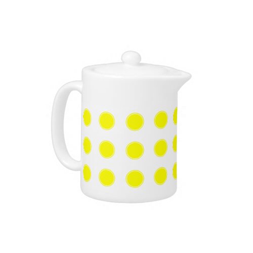 Sunshine Yellow Polka Dots on White Teapot