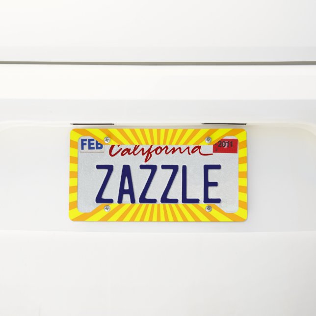 Sunshine, Yellow Rays, License Plate Frame (On Car)