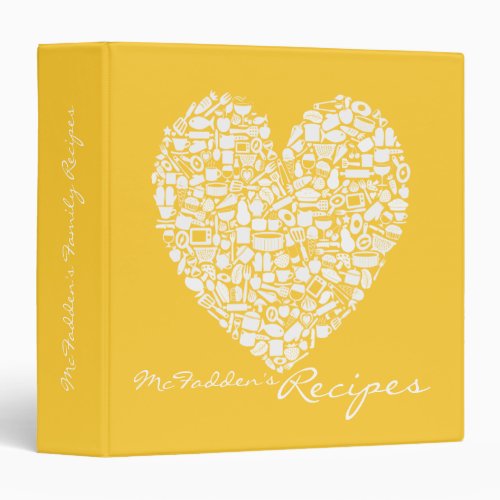 Sunshine Yellow Recipe Personalized Name Binder