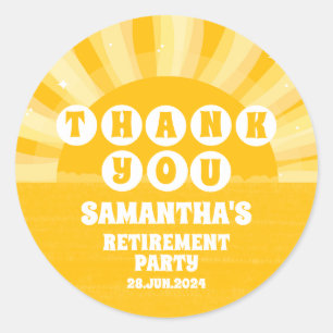 Sunshine Yellow Retirement Party Favor Thank You Classic Round Sticker