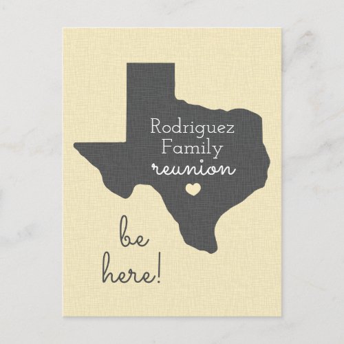 Sunshine Yellow State of Texas Family Reunion Postcard