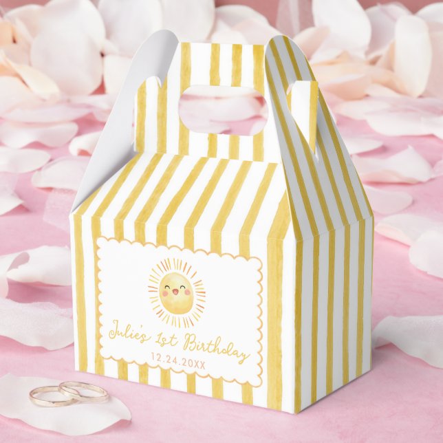 Sunshine Yellow Stripes Birthday Favor Boxes (Wedding)