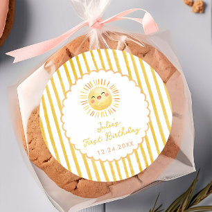 Sunshine Yellow Stripes Birthday Sticker