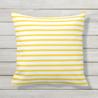 Sunshine Yellow Summer Stripes Outdoor Pillows
