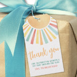 Sunshine Yellow Sun Baby Gift Tags<br><div class="desc">Boho Sunshine Sun Thank You Gift Tags. This "Thank You" favor tag is a cheerful and vibrant way to express gratitude, featuring a bright sun at the top with "Thank You" in flowing script beneath it. A short note of appreciation, along with the family name, completes the design, making it...</div>
