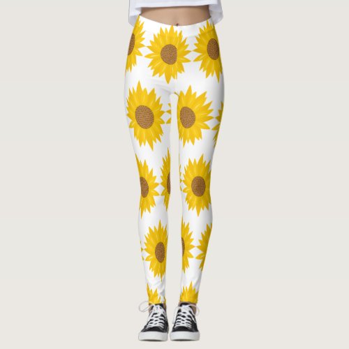 Sunshine Yellow Sunflower Floral Leggings