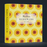 Sunshine Yellow Sunflower Pattern School 3 Ring Binder<br><div class="desc">This cute binder features your text with a pattern of sunflower pattern and sunshine yellow background. Personalize it for your needs. Message me if you need assistance or have any special requests.</div>