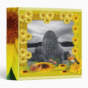 Sunshine Yellow Sunflower Photo Frame 3 Ring Binder