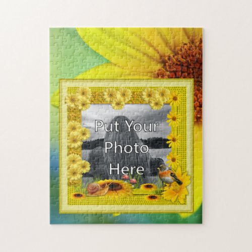 Sunshine Yellow Sunflower Photo Frame Jigsaw Puzzle