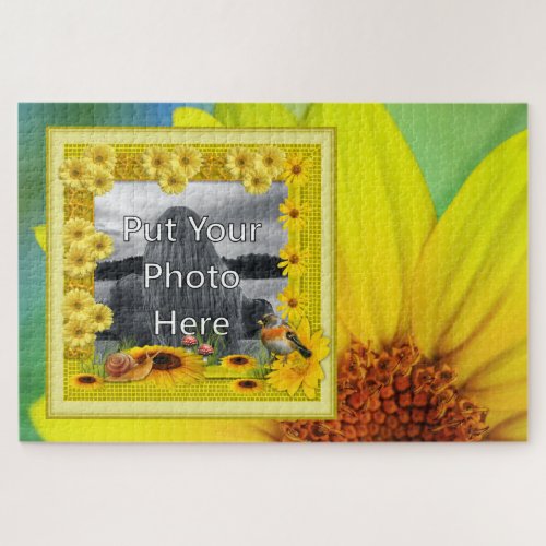 Sunshine Yellow Sunflower Photo Frame Jigsaw Puzzle