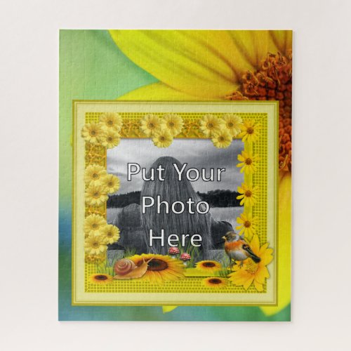 Sunshine Yellow Sunflower Photo Frame Jigsaw Puzzle