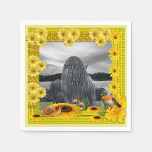 Sunshine Yellow Sunflower Photo Frame Napkins