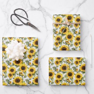 Sunshine Yellow Sunflowers Wrapping Paper Sheets