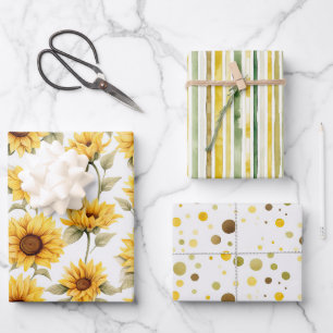 Sunshine Yellow Sunflowers Wrapping Paper Sheets