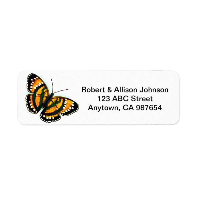 Sunshine Yellow Tropical Butterfly Address Labels (Front)