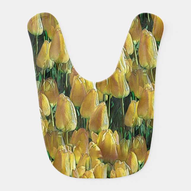 Sunshine Yellow Tulips Baby Bib (Front)