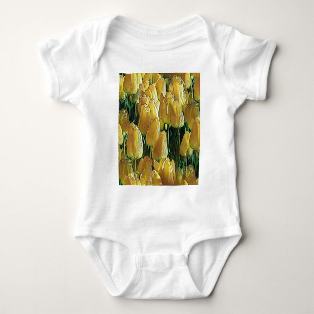 Sunshine Yellow Tulips Baby Bodysuit (Front)