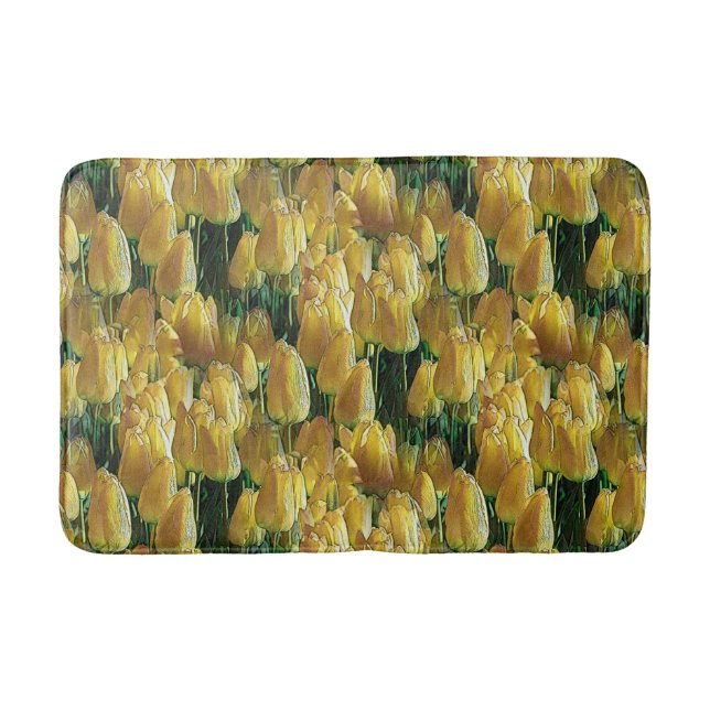 Sunshine Yellow Tulips Bath Mat (Front)