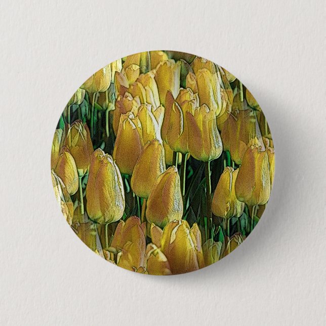 Sunshine Yellow Tulips Button (Front)