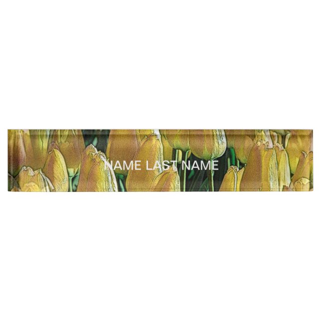 Sunshine Yellow Tulips Desk Name Plate (Front)