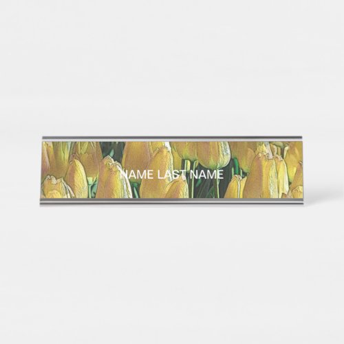 Sunshine Yellow Tulips Desk Name Plate