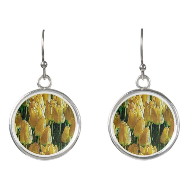 Sunshine Yellow Tulips Earrings (Front)