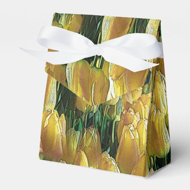 Sunshine Yellow Tulips Favor Boxes (Front Side)