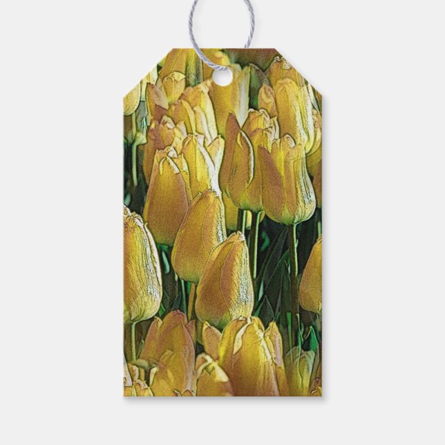 Sunshine Yellow Tulips Gift Tags (Front)