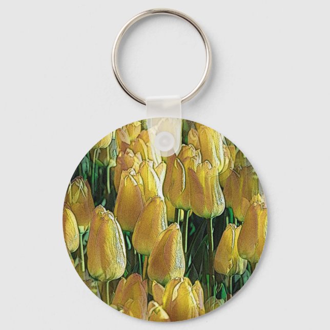 Sunshine Yellow Tulips Keychain (Front)