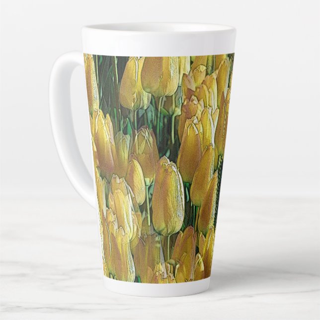 Sunshine Yellow Tulips Latte Mug (Left Angle)