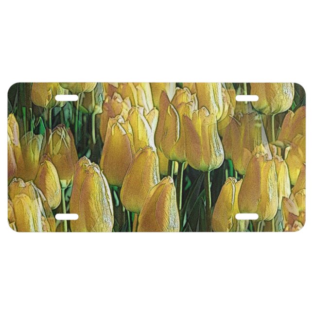 Sunshine Yellow Tulips License Plate (Front)