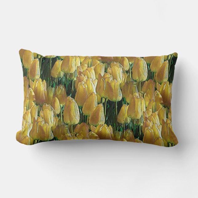 Sunshine Yellow Tulips Lumbar Pillow (Front)