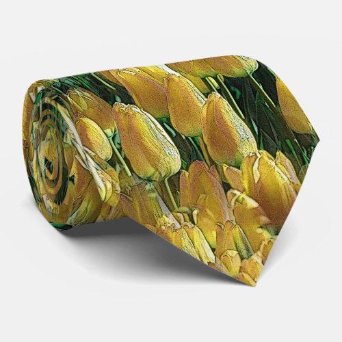 Sunshine Yellow Tulips Neck Tie