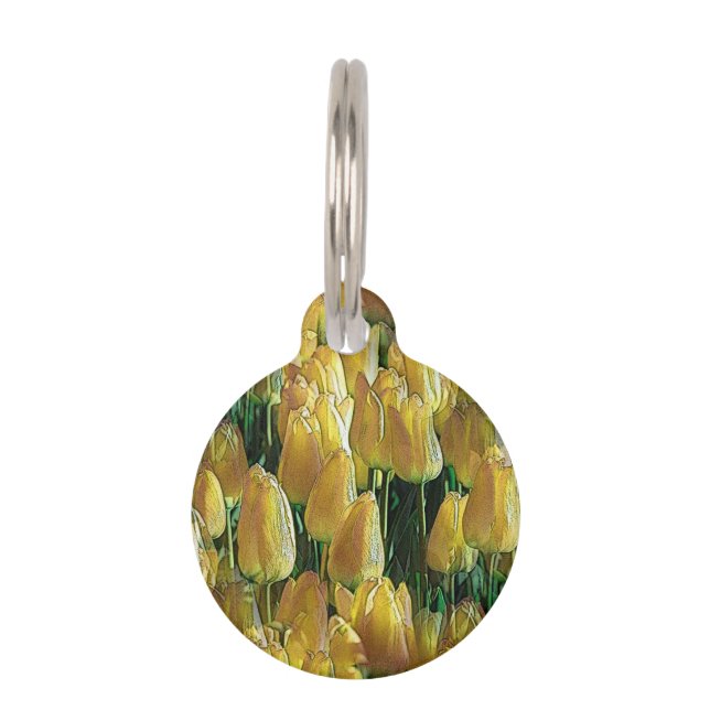 Sunshine Yellow Tulips Pet ID Tag (Front)