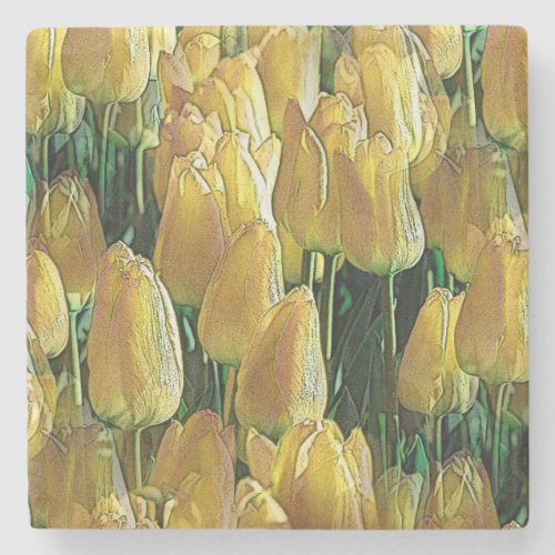Sunshine Yellow Tulips Stone Coaster