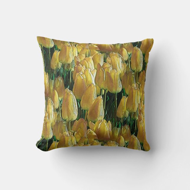 Sunshine Yellow Tulips Throw Pillow (Front)