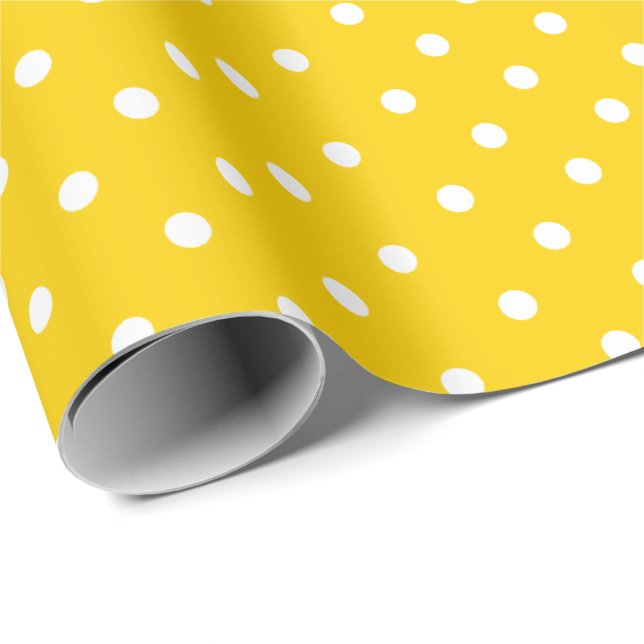 Sunshine Yellow | White Polka Dot Wrapping Paper (Roll Corner)