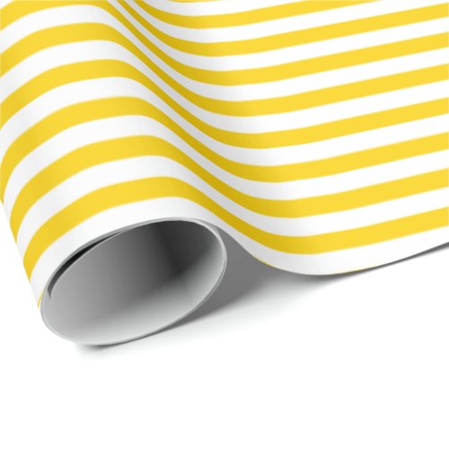 Sunshine Yellow  White Stripe Wrapping Paper