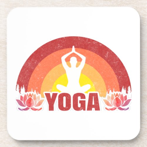Sunshine Yoga Yogi Lotus Flower  Beverage Coaster