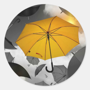 Sunshine's on its way, umbrella avalanche classic round sticker
