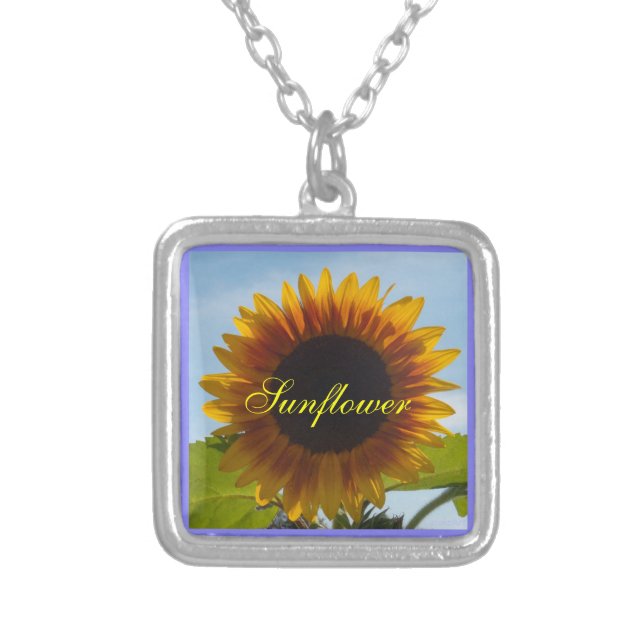 Sunshiny Day Sunflower Silver Plated Necklace (Front)