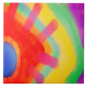 Sunspot Abstract Digital Painting Ceramic Tile