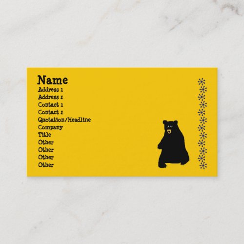 sunstencil, blackbear, Name, Address 1, Address... Business Card Template