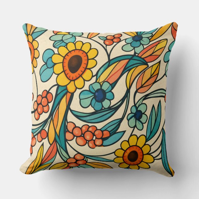 Sunstream Bloom Throw Pillow (Front)