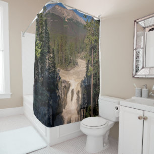 Sunwapta Falls, Waterfall Photography Shower Curtain