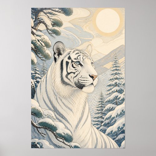 Sunward II — White Tiger in Winter Poster